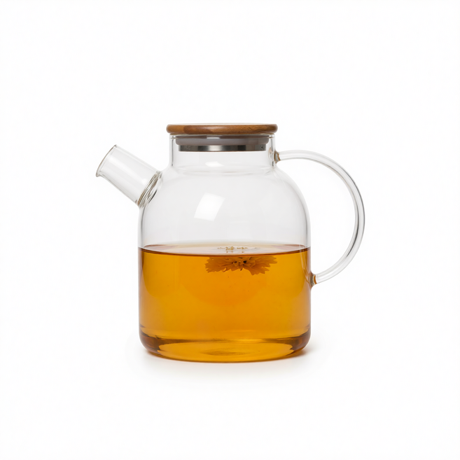 POLE 高硼矽耐高溫竹蓋茶壺, 1800ml, 1個, 1800ml