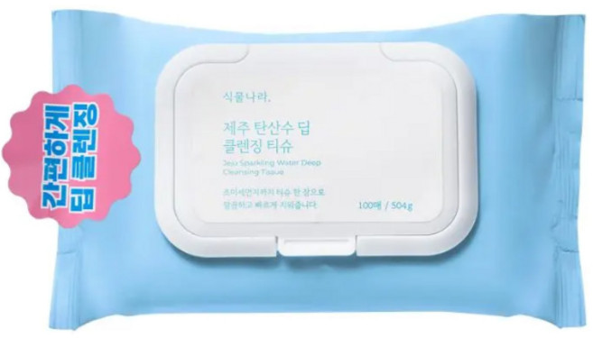 식물나라 제주탄산수 퀵앤딥 클렌징티슈 100매, 100매입, 1개