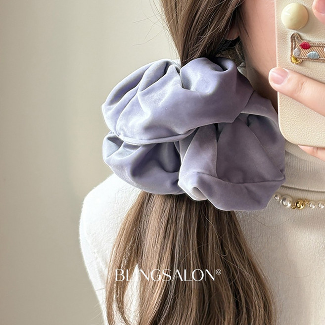 블링살롱 풍성한 노엘 벨벳 왕 곱창밴드 빅사이즈 스크런치 머리끈 헤어슈슈 6컬러 대형 곱창머리끈 여성 헤어끈