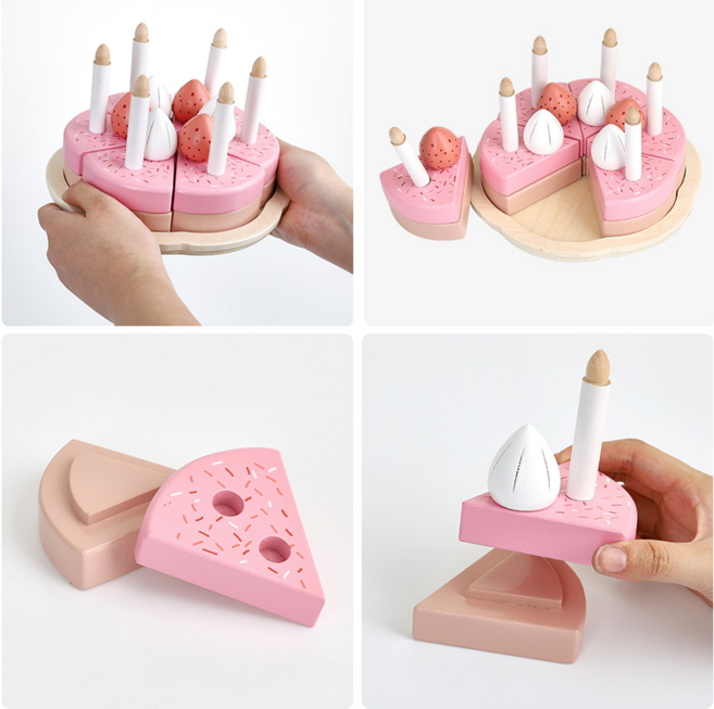 3살 여자아이 선물 추천 이쁜 원목 케이크 조카선물 케익장난감 소근육발달, 1개