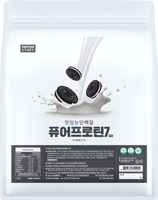 프로틴스토리 맛있는 단백질 퓨어프로틴7, 3kg, 퓨어프로틴7 맛있는 유청 단백질보충제 3kg 쿠키맛, 1개