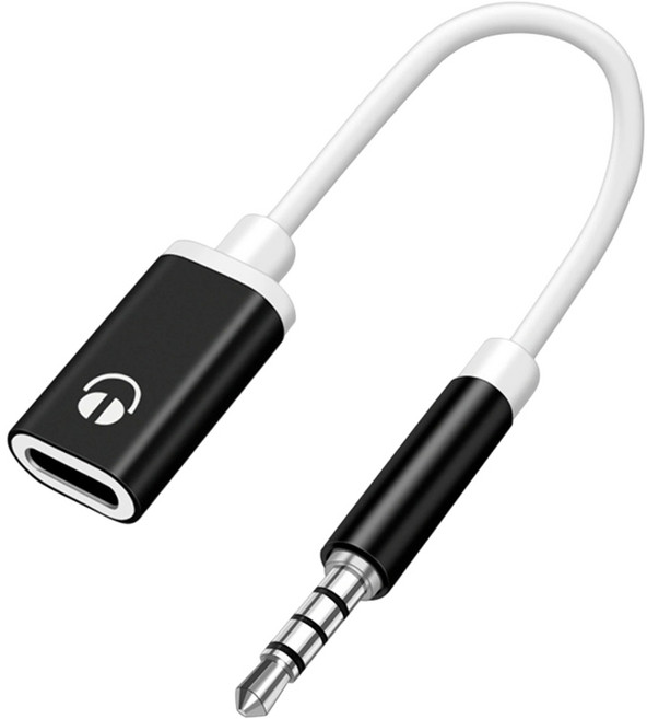 음악과 통화를 위해 3.5mm 이어폰을 모바일 장치에 연결하는 C형 아날로그 헤드폰 어댑터 케이블, 검은, 흑색의