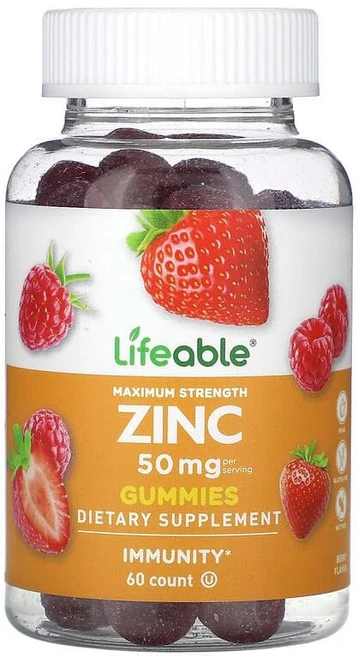 Lifeable Maximum Strength 아연 구미젤리 베리 구미젤리 60개(구미젤리 1개당 25mg) LFB-73038, 1개, 구미젤리 60개, 구미젤리 60개 - 쿠팡