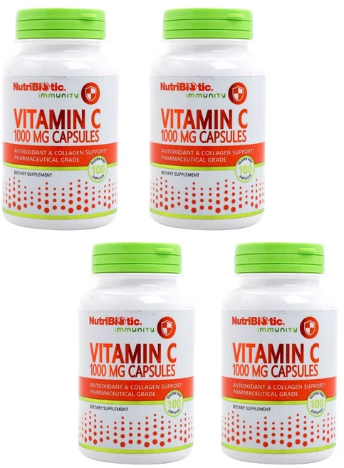 뉴트리바이오틱 면역력 비타민 C 1 000mg 글루텐 프리 캡슐 100정 4팩, 4개 - 쿠팡
