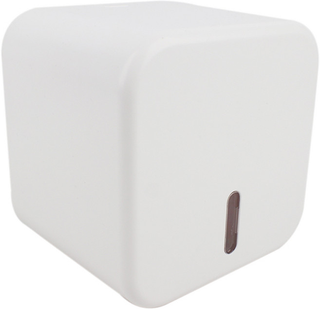 투데이리빙 무타공 휴지 방수 케이스 욕실 화장실 두루마리 보관함 벽걸이 티슈 보관 심플 베이직 투명 사각 냅킨통, 화이트, 1개