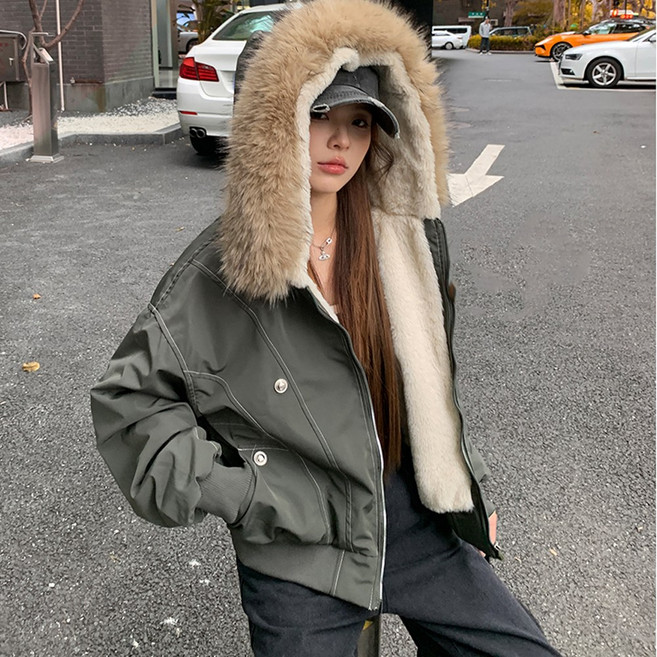 안감 전체 퍼 후드 패딩 점퍼 겨울 여성 털 야상