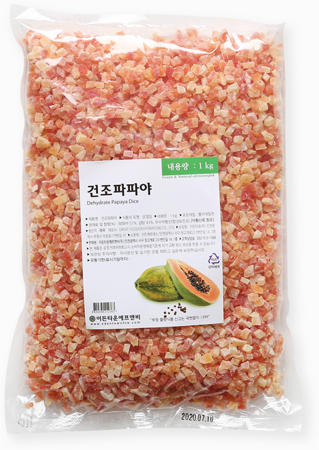 이든 파파야다이스 1kg 열대과일 빙수 까페 베이킹 간식 주전부리, 1개