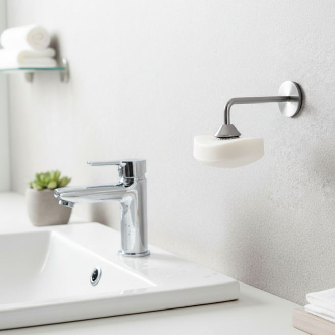 무타공 스텐 자석 비누 홀더, 실버, 1개