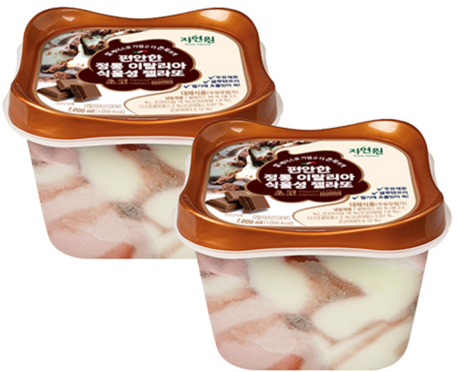 [자연원] 편안한 정통 이탈리아 식물성 젤라또 초코 (냉동), 2개, 1L