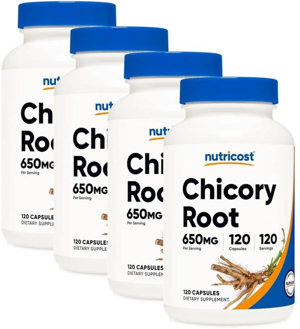 뉴트리코스트 치커리 루트 추출물 650mg 캡슐 Nutricost Chicory Root, 120정, 4개 - 쿠팡