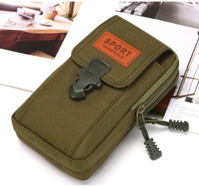 WENGENAXILIE 手機腰包 手機掛包 登山手機袋, 7吋 雙層綠色, 1個