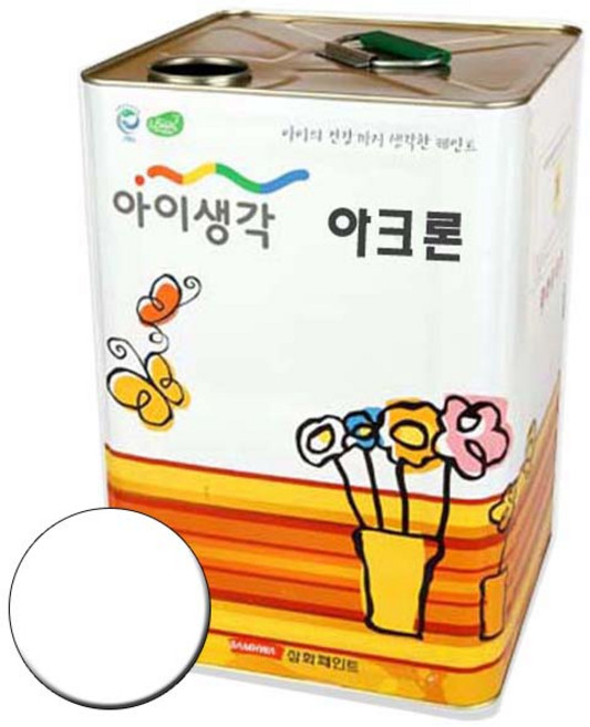 삼화페인트 아이생각 수성아크론 광택 수성페인트, 1개, 18L, 백색 유광