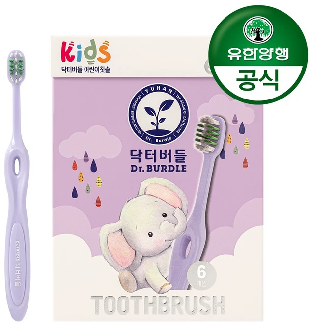 [유한양행]닥터버들 어린이 칫솔 3단계(6세이상) 6입, 6색, 6개입, 7개 - 쿠팡