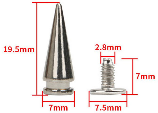 스파이크 펑크 나사 리벳 스터드 금속 샤프 워헤드 가방 신발 의류 시계 밴드 장식 못 버클 10 세트, 4