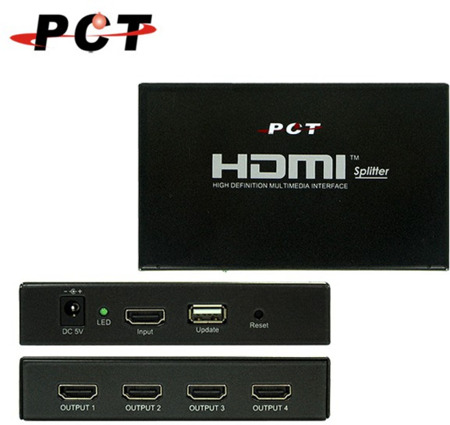 PCT 1進4出 HDMI 影音分配器 MHS414, 1個