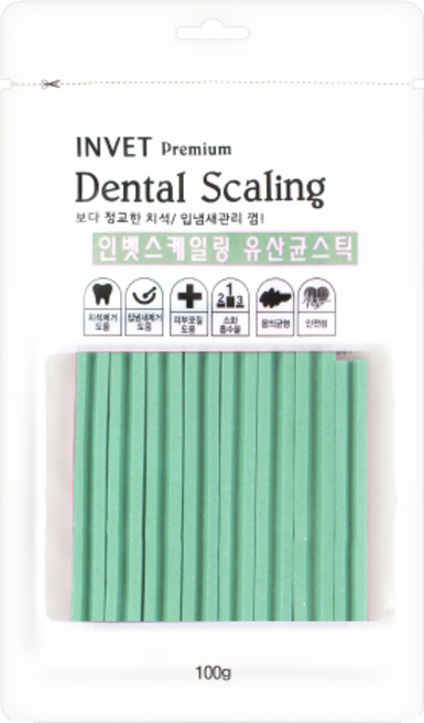인벳 덴탈스케일링 강아지덴탈껌 양치껌 개껌, 1개, 100g, 유산균