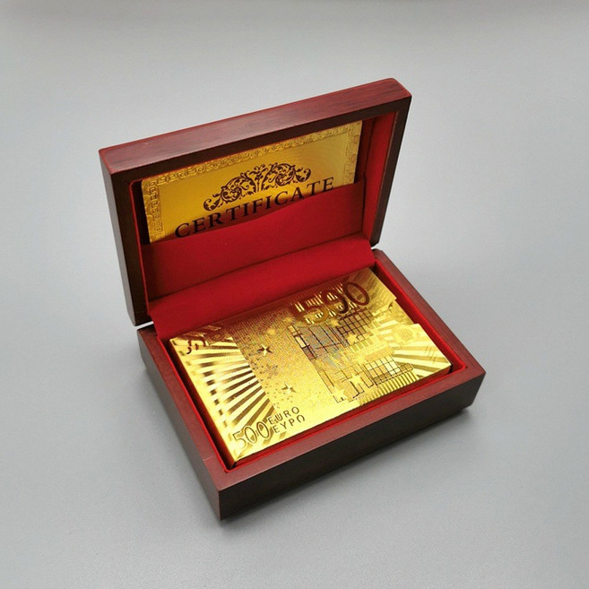 salimm 고급 골든 방수 포커 트럼프 카드 우드 케이스포함, 유로형, 골드, 1개