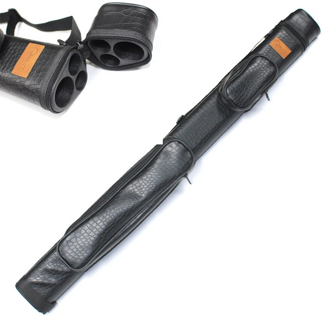 빌파인 삼각 3홀(상대1+하대2보관) 당구큐대케이스 고급 블랙 악어가죽무늬, 1개