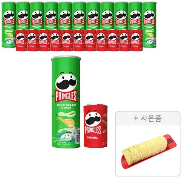 프링글스 양파맛 110g 12개+오리지널 53g 12개 + 증정(프링글스 트레이 1개), 12개