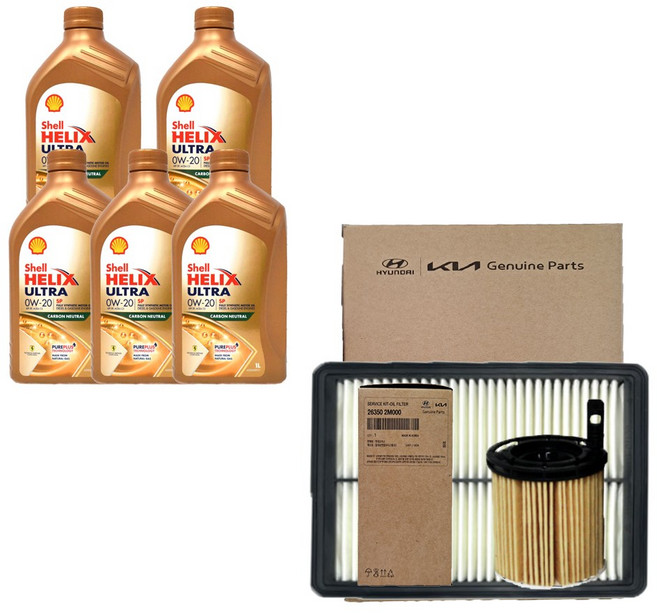 소나타(DN8)1.6 가솔린터보 쉘 힐릭스 0W20(5L)SP 엔진오일세트 2M-L1000, 1개