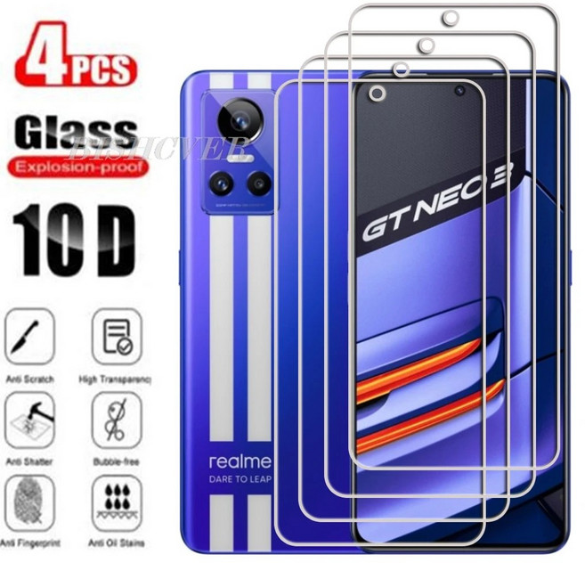 Realme GT Neo 3 150W 2022 6.7 인치 RMX3562 화면 강력한 보호기 필름 용 4PCS 유리, 01 4PCS Tempered Glass, 01 강화유리, 01 Realme GT Neo 3