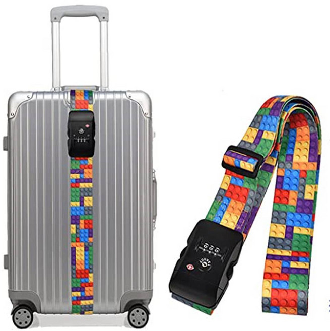 TSA 캐리어 잠금벨트 여행용 블럭 패턴 비밀번호 잠금 밴드