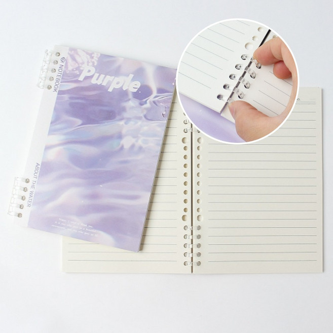 OW 스프링 노트 공책 리필 속지교체 퍼플 유선 2개입 A5, 1개, one, 60매