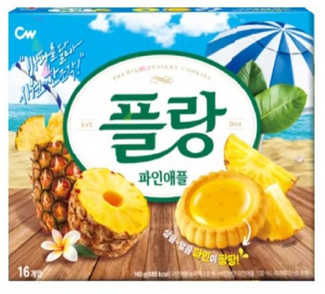 청우식품 플랑 파인애플 쿠키 16p, 160g, 1개