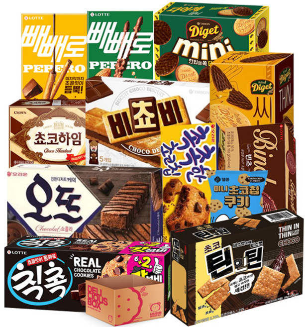 초코과자 빼빼로 파이 11종 (+1) 간식 과자세트, 1세트