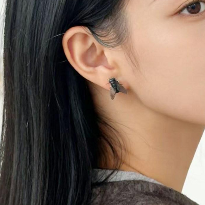 파리 벌레 귀걸이 웃긴선물 파티 코스프레 이어링