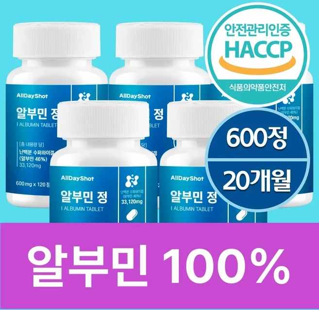 올데이샷 알부민 100%정품 HACCP인증, 5개, 120정