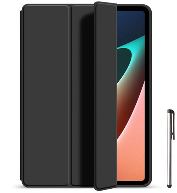 갤럭시탭 A7라이트 스마트 북커버 케이스 +터치펜, 블랙, 1개