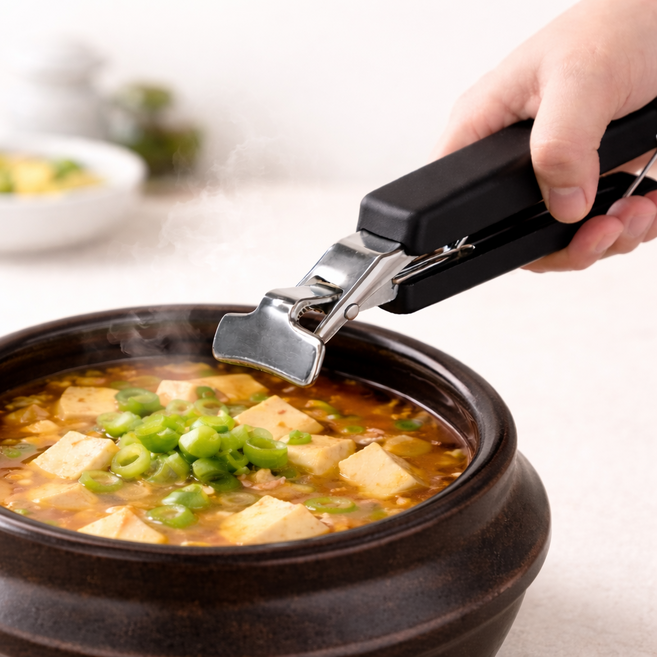 루움 강력고정 간편사용 뚝배기 집게, 1개, 블랙