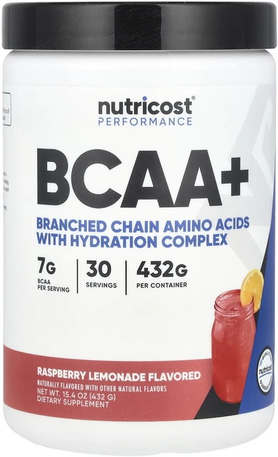 Nutricost 운동 능력 BCAA+ 라즈베리 레모네이드 432g(15.4oz), Nutricost운동능력BCAA라즈베리레모네이드432g, 432g, 1개 - 쿠팡