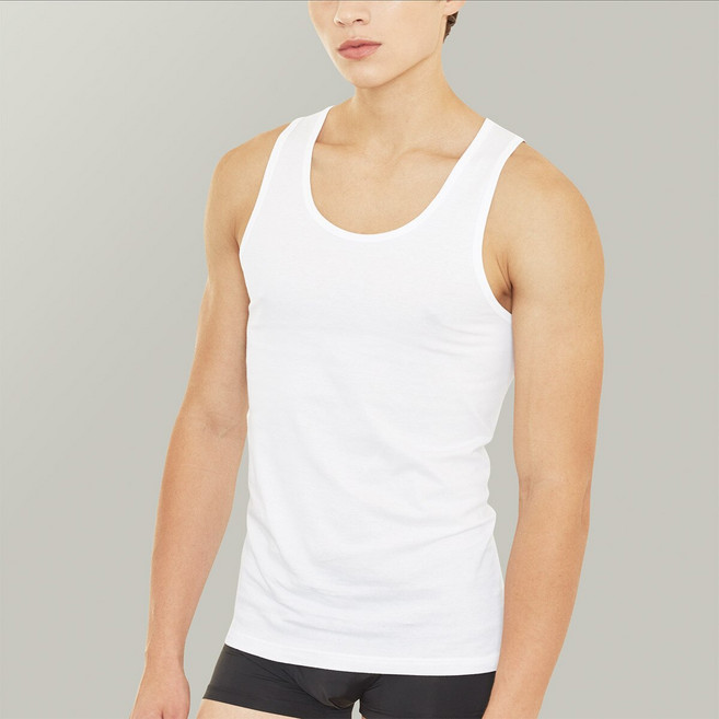 코튼클럽 화이트 성인 남성용 가벼운 런닝 탱크탑 3매입 HJ24