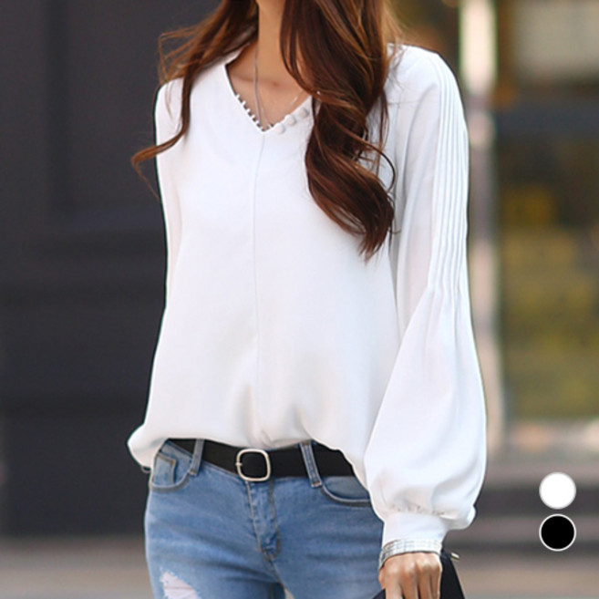 나크21 55 99 소매벌룬 쉬폰 블라우스 NK21 T 4