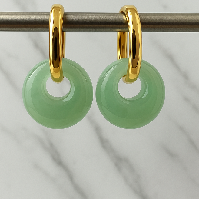 AKIPANDA 옥색 원석 귀걸이