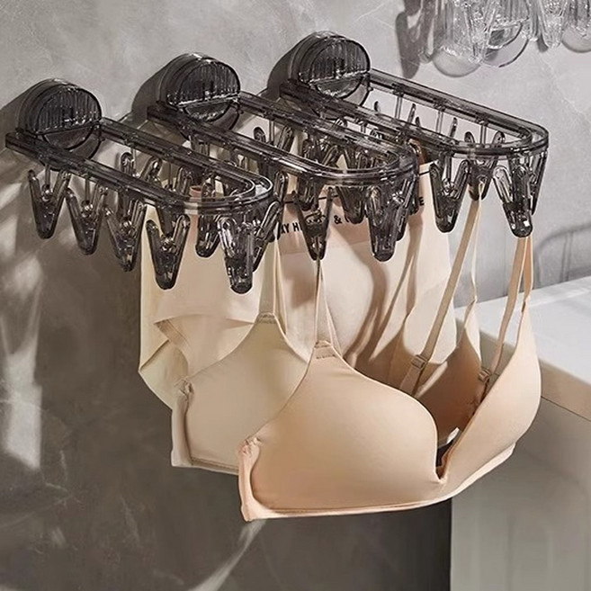 공간활용 흡착형 양말 속옷 건조대 창문건조대 빨래걸이 빨래 집게건조대, 클리어블랙 건조대, 1개