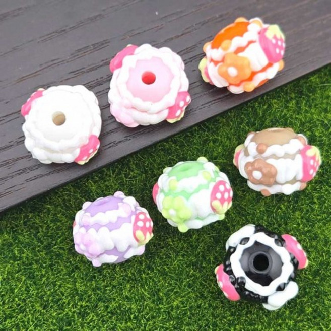 비즈톡 [BG-5-13]볼꾸파츠 아크릴 딸기수제비즈 20x15mm (내경3.3mm) 볼꾸비즈 키링용 1개