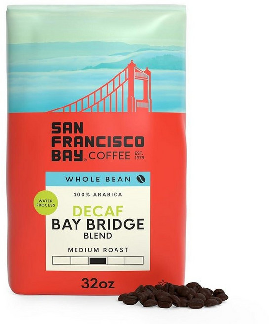 San Francisco Bay Coffee 프렌치 로스트 원두 0.9kg(2파운드) (32온스) 다크, DECAF Bay Bridge Blend