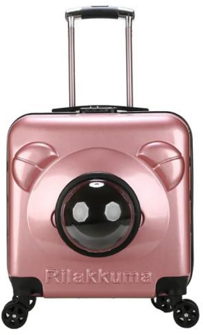 애완동물 유모차 개모차 트롤리 케이스 고양이 개 우주 캡슐 가방 휴대용 에어 여행, Rose Gold, 1개
