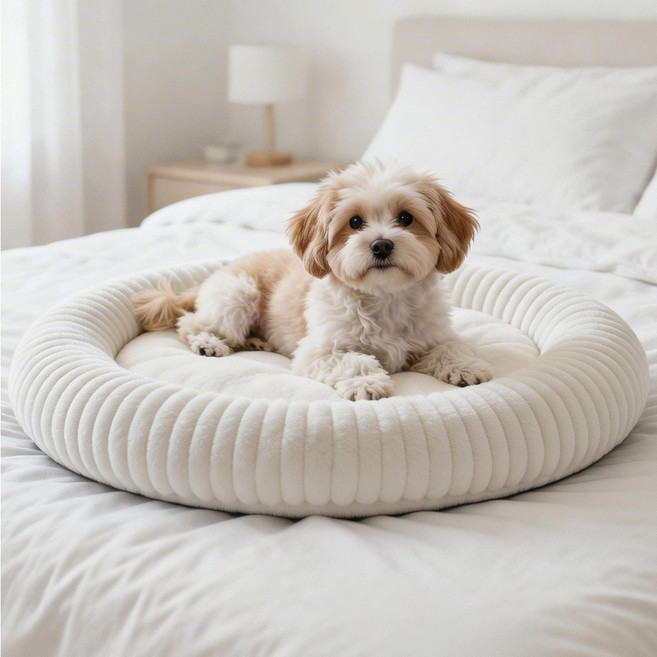 고양이 침대 강아지 방석 양면 사계절 패드 포함 대형 쿠션, 1개, 화이트