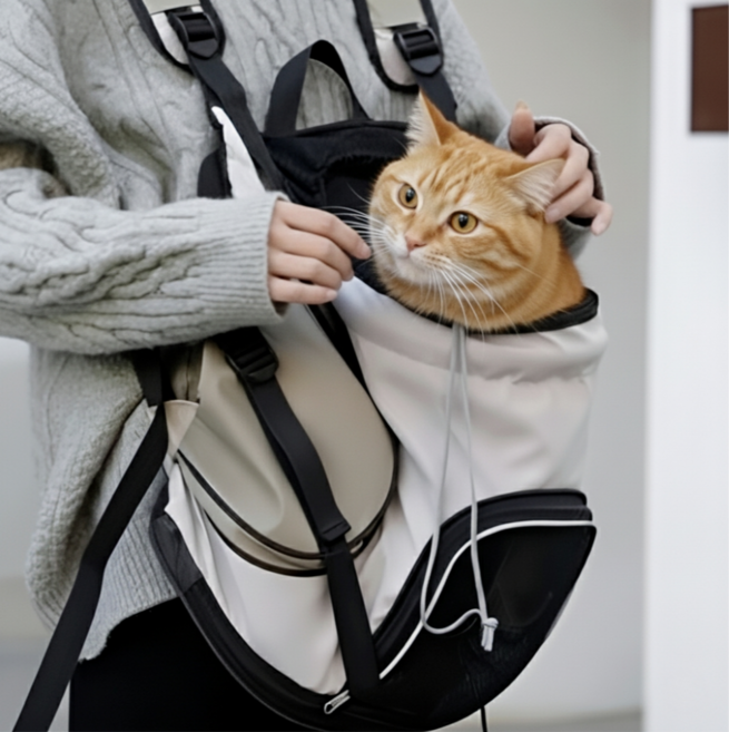 언더독5 고양이 강아지 이동가방 반려동물 프론트 캐리어, 1개, 베이지