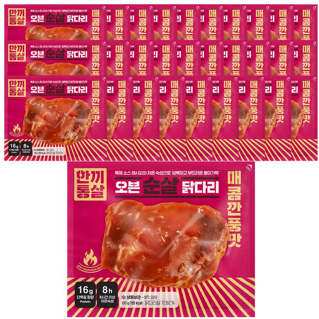 한끼통살 오븐 순살닭다리 매콤깐풍맛 30개입, 30개, 100g