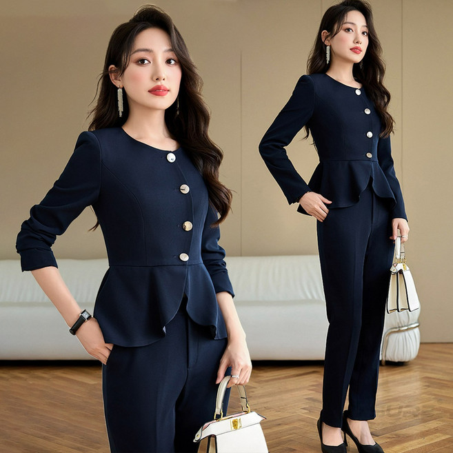 ASURE 여성 봄가을 정장 세트 아우터 원피스 세트