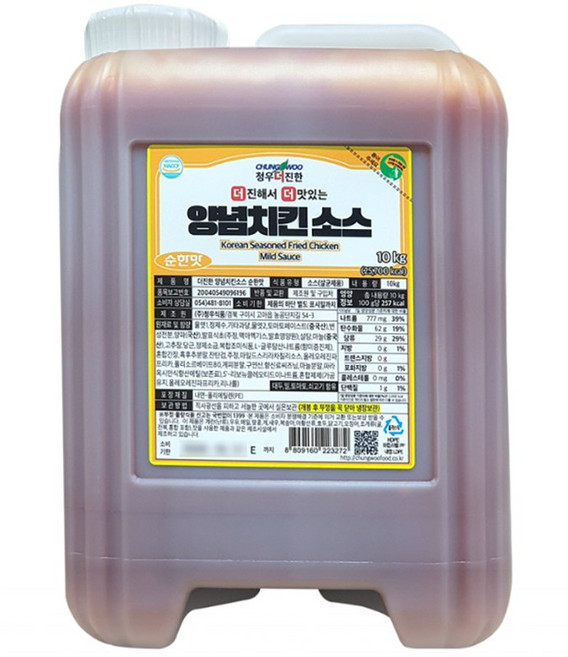청우식품 양념치킨 순한맛 소스, 1개, 10kg