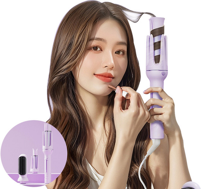 BLACK K7 3in1 전자동고데기 매직기 4단 온도조절 오토 헤어 웨이브 롤 고데기 32mm, MF-388, 퍼플