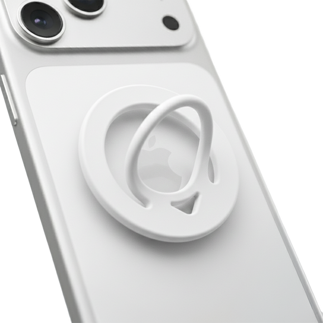 지피 맥세이프 실리콘 핑거링 양면자석 부착 링 홀더, 단면 자석(기본형), 화이트