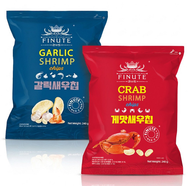 피뉴트 새우칩 갈릭 240g+게맛 240g 반반세트 대용량 간식, 240g
