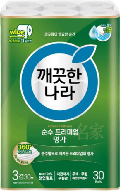 깨끗한나라 순수프리미엄 명가 30m 3겹 30롤 화장지 휴지, 1개